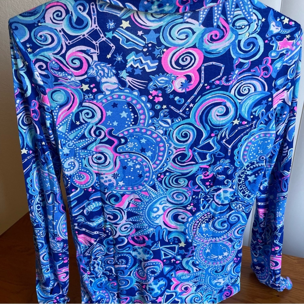 Lilly Pulitzer Ruffle PJ Button-Up Top Cosmic Kismet Size XS - Picture 4 of 12